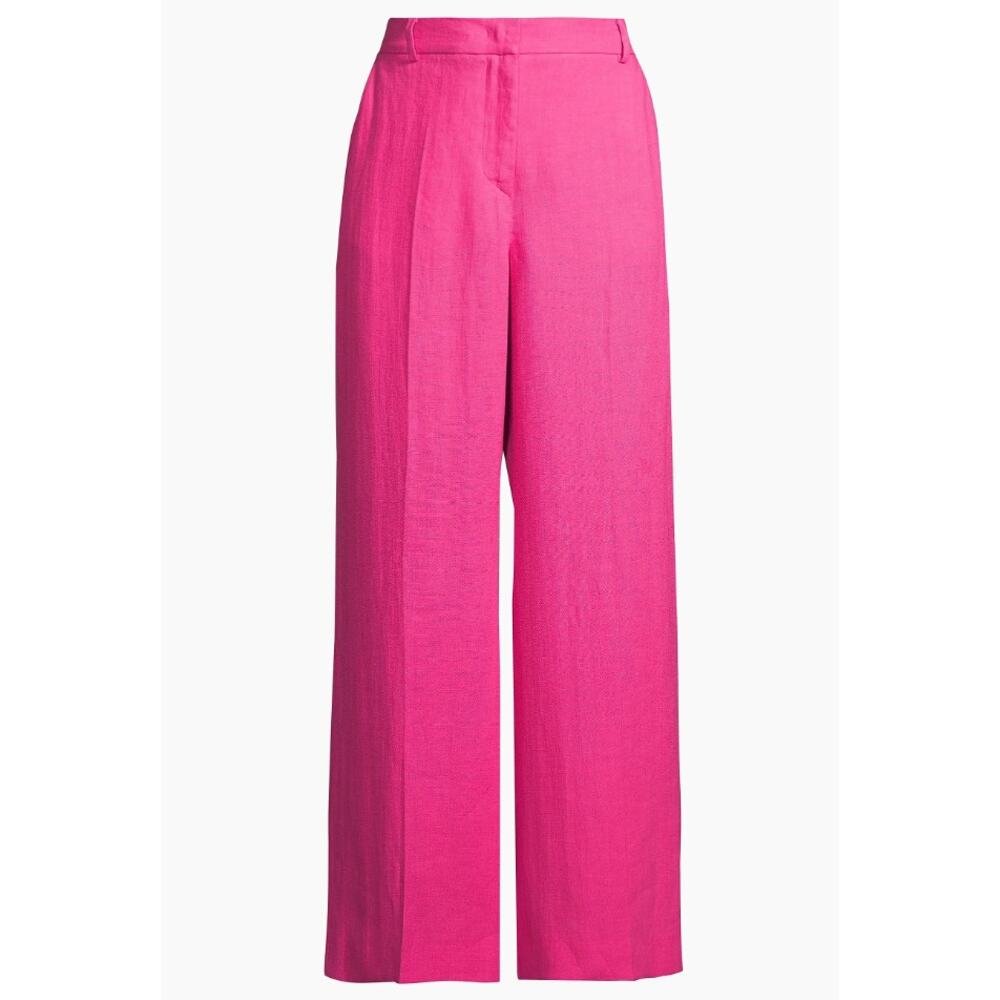 $350 Weekend Max Mara Malizia Wide-Leg Linen Trousers | Sz 4 Fuchsia Pink NEW